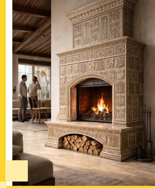 Купить изразцовый камин в Карталах от 260775 р. | ЭриданКрт