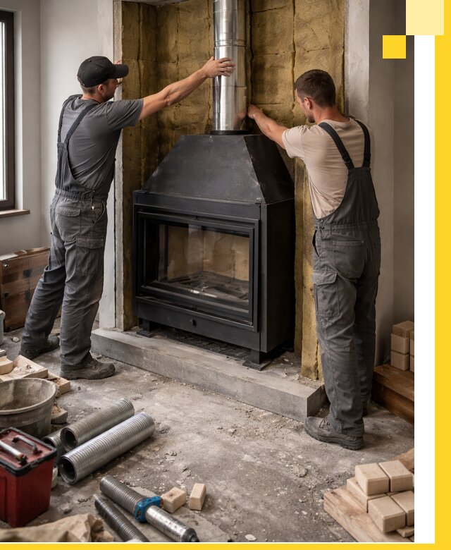 Изготовление и монтаж закрытых каминов в Карталах под ключ