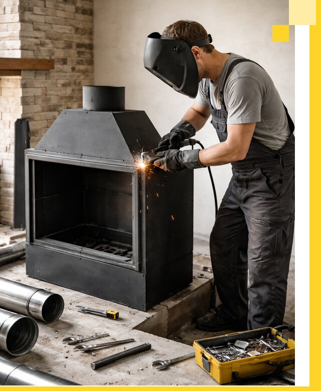 Продажа и установка металлических каминов в Карталах под ключ