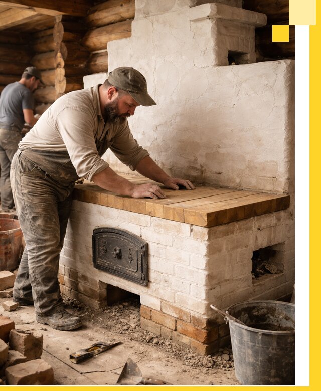 Проектирование и установка русской печи с лежанкой в Карталах