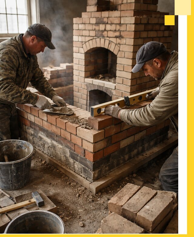 Изготовление и монтаж печей и каминов из кирпича в Карталах