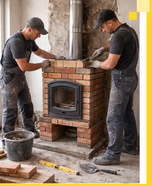 Монтаж печи камина под ключ в Карталах с гарантией и пусконаладкой