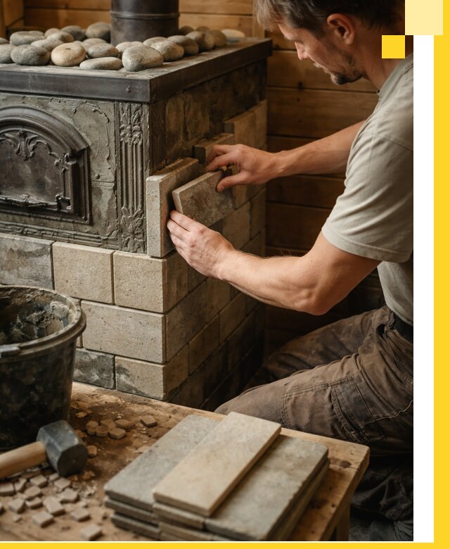 Облицовка банных печей в Карталах профессиональная отделка