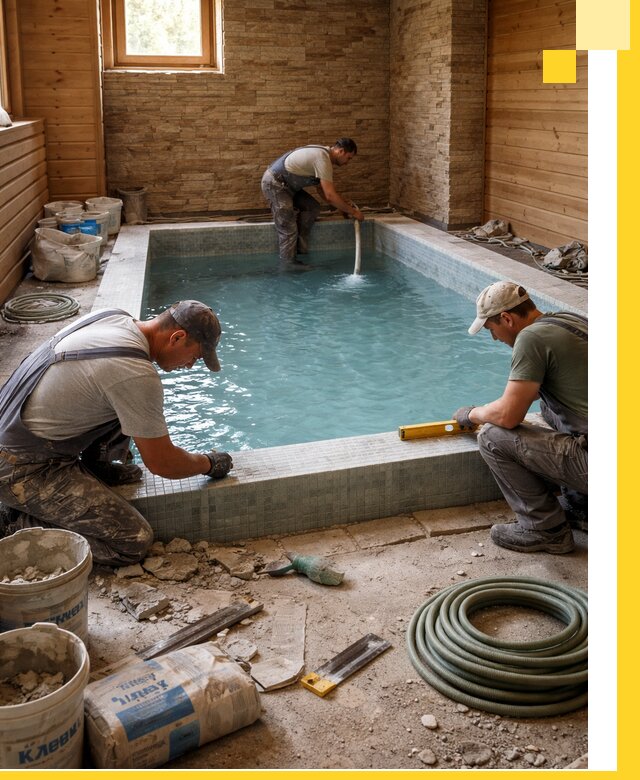 Проектирование и строительство бассейнов для бани в Карталах