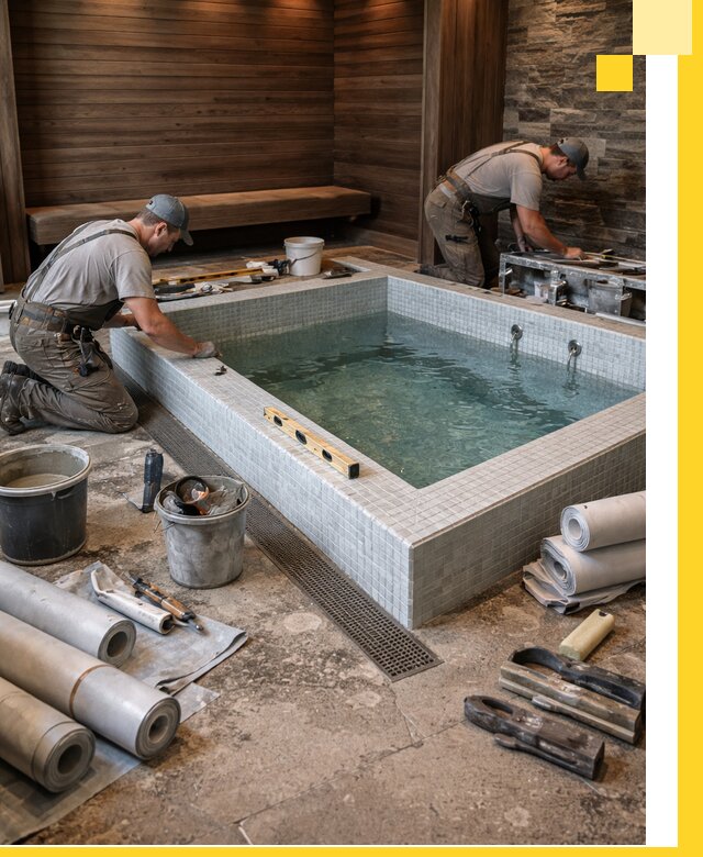 Установка и строительство бассейнов для сауны в Карталах