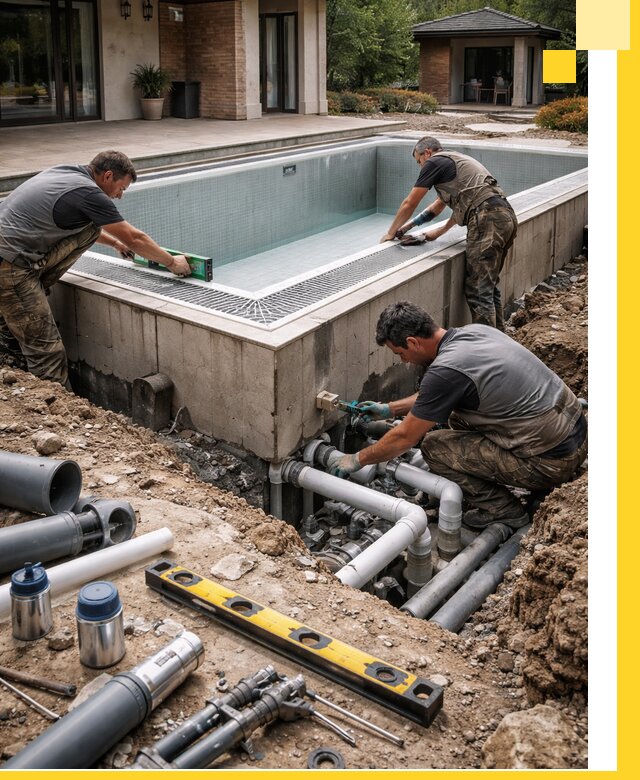 Строительство переливных бассейнов в Карталах под ключ