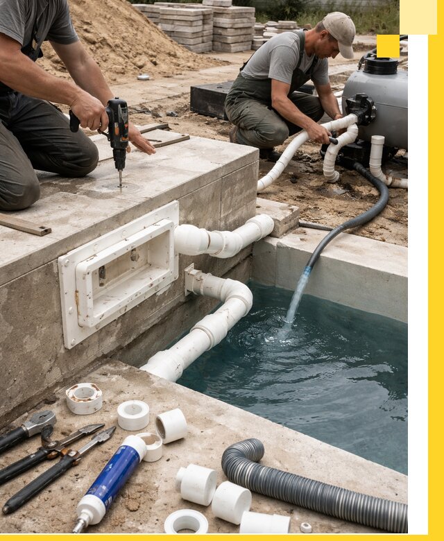 Строительство скиммерных бассейнов под ключ в Карталах