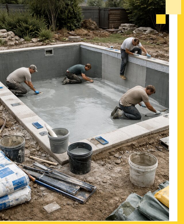 Изготовление и монтаж чаши бассейна под ключ в Карталах