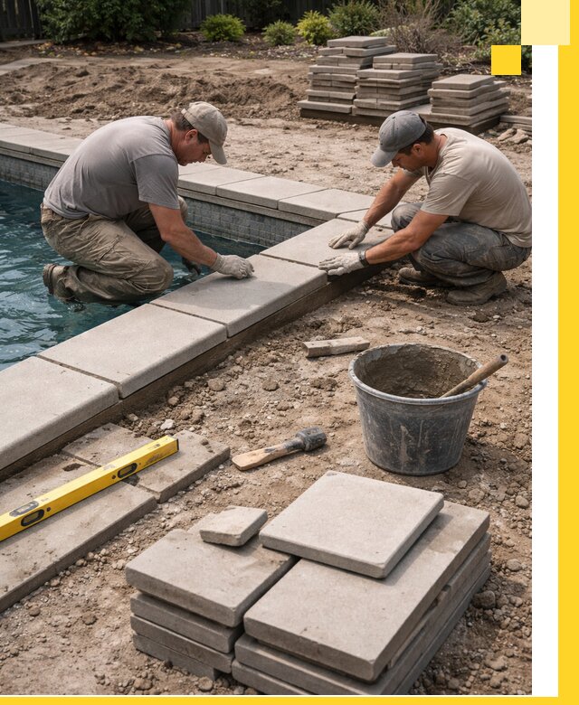 Установка и изготовление копингового камня для бассейнов в Карталах