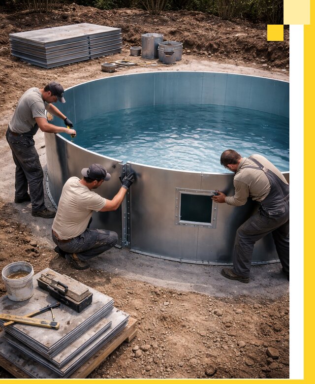 Круглые бассейны под ключ в Карталах проектирование и монтаж
