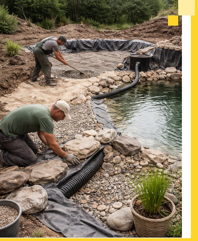 Строительство природных бассейнов и озер в Карталах под ключ