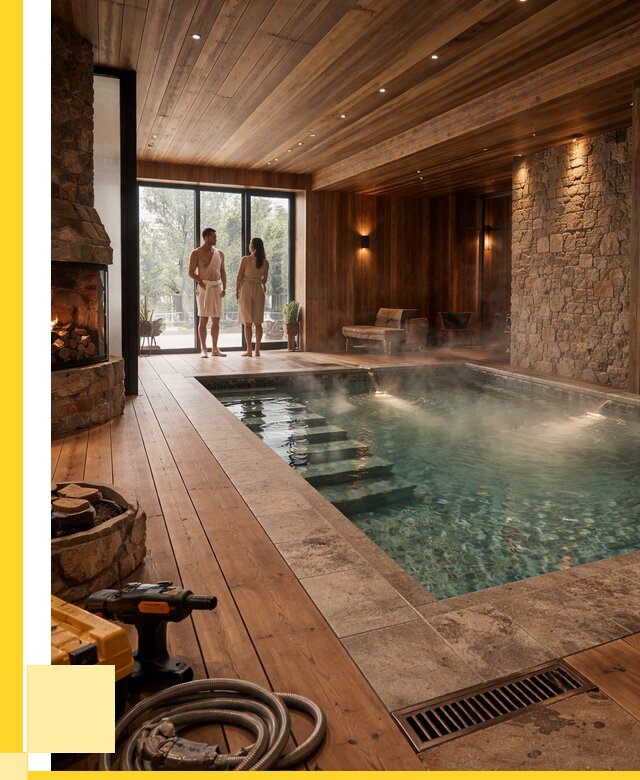 Проекты бань с бассейном под ключ в Карталах от 78233 р., ЭриданКрт