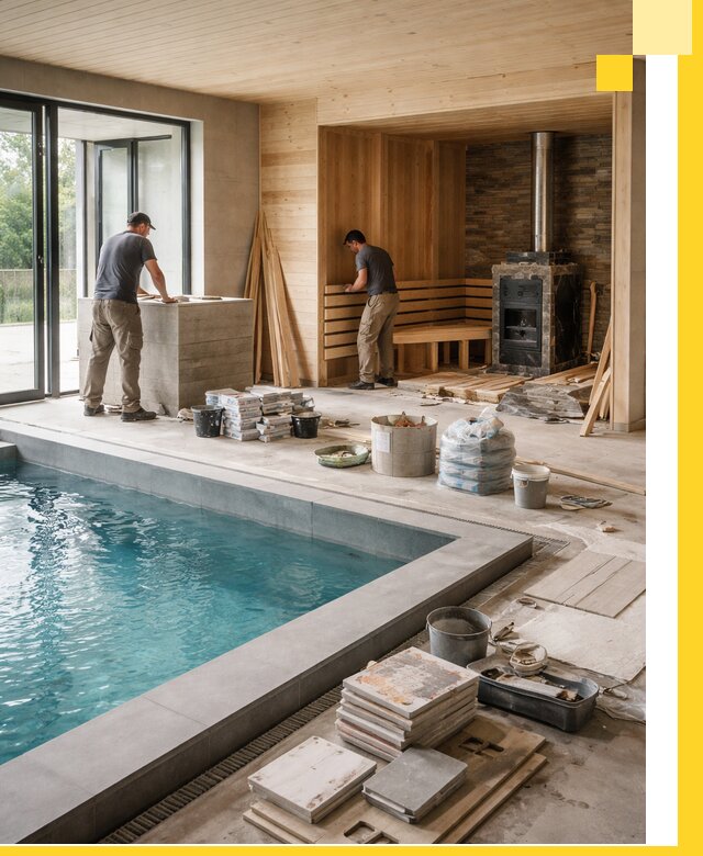 Проектирование и строительство бань с бассейном в Карталах