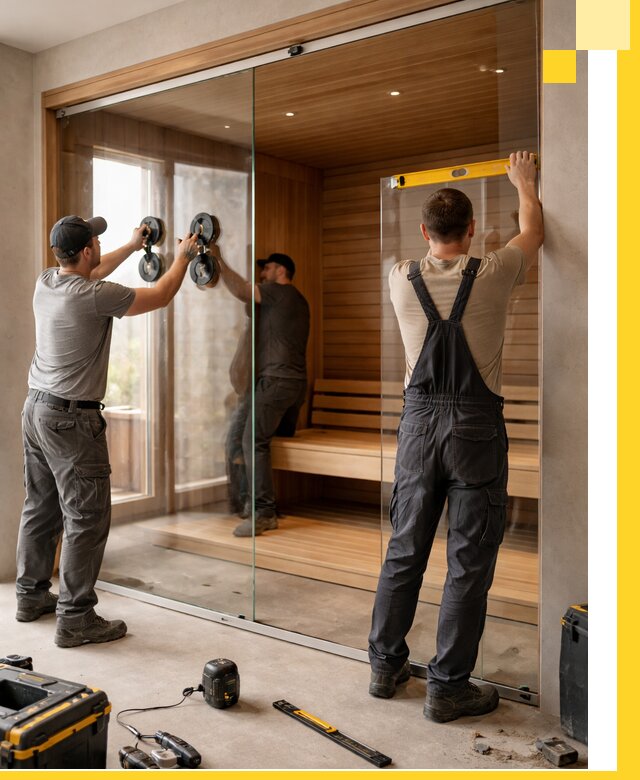 Производство и монтаж стеклянных саун под ключ в Карталах