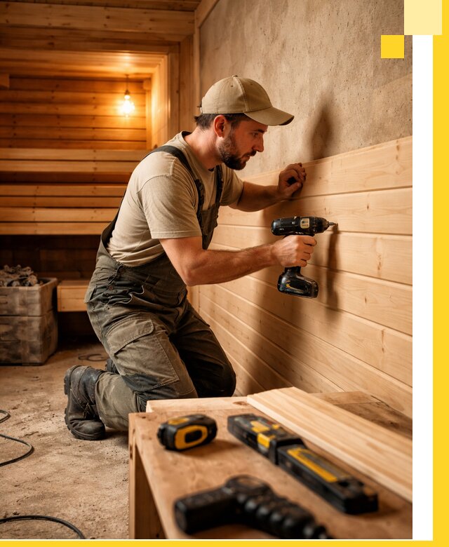 Профессиональная внутренняя отделка бани в Карталах под ключ