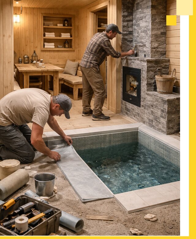 Строительство бань с комнатой отдыха под ключ в Карталах