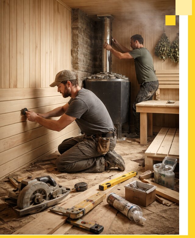 Полное строительство и оснащение парных под ключ в Карталах