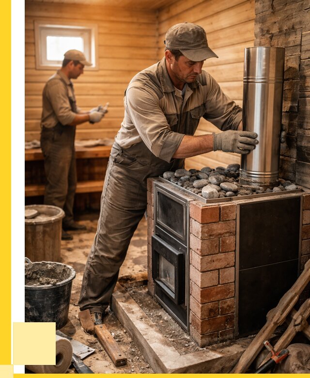 Монтаж печи в бане под ключ в Карталах от 20862 р. | ЭриданКрт