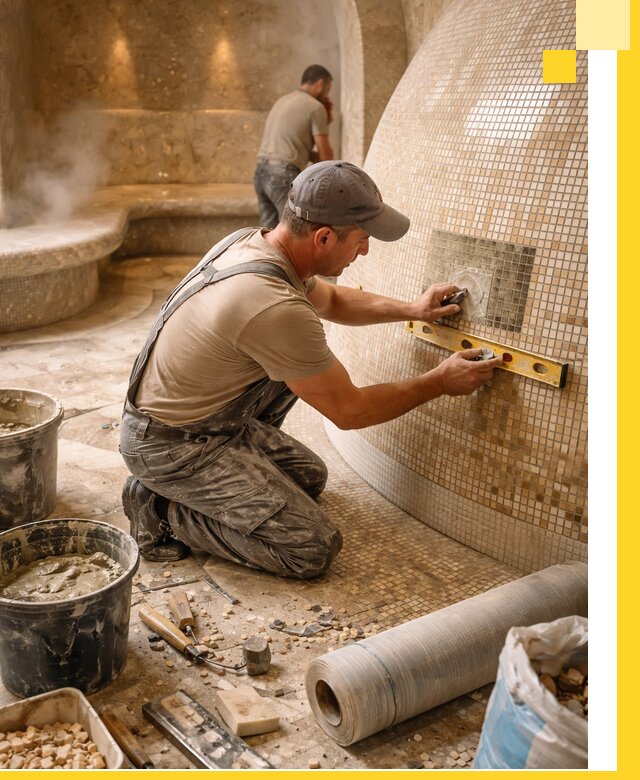 Хамам под ключ в Карталах: проектирование, строительство, отделка