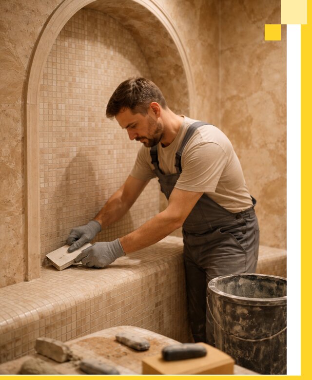 Профессиональная отделка хамамов с мозаикой под ключ в Карталах